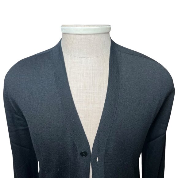 Hermes New 100% Cashmere Men's Black Full Button Cardigan Sweater EU Size Medium - Picture 2 of 8
